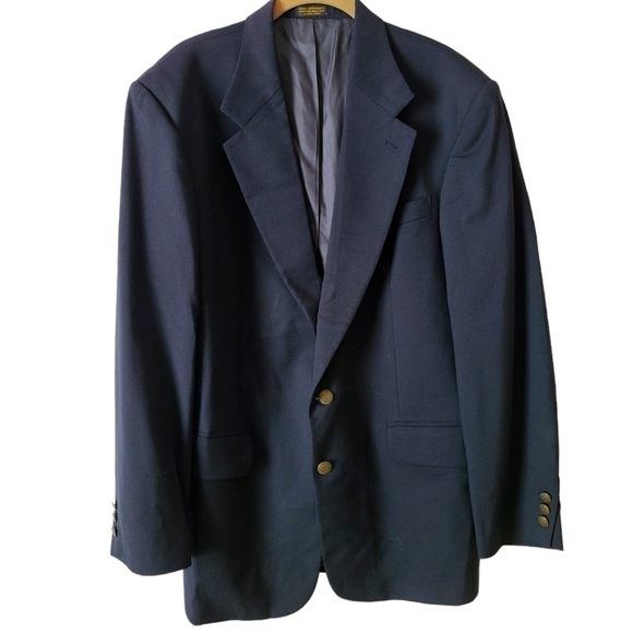 Oscar de la Renta 40R Sport Coat Blazer Jacket 100% Wool Solid Black 2 Button.E - Picture 1 of 11